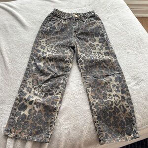 SHEIN Kids Leopard Print Jeans - Brown and Black